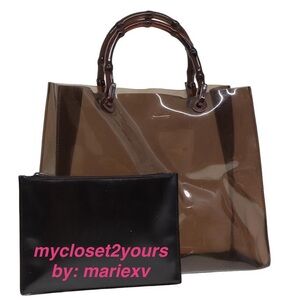 Gucci Bamboo Handbg Vynil Brown